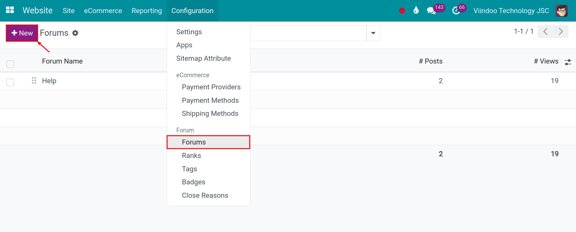 Create a group of content in the forum