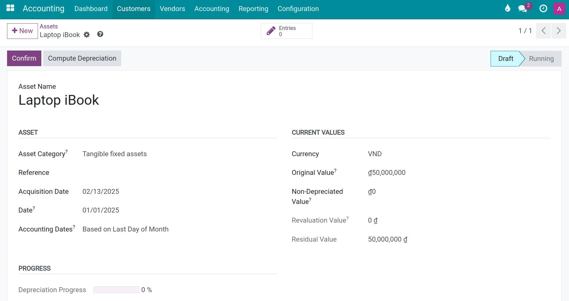 Create asset in Viindoo