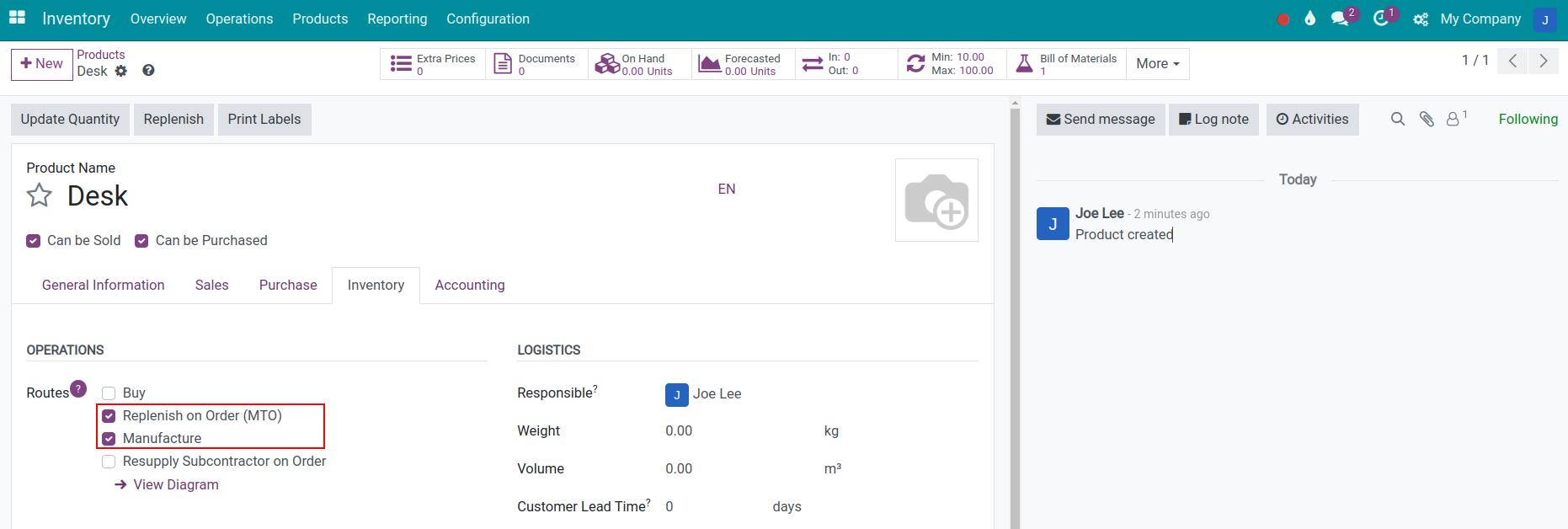 Set routes for products in Viindoo