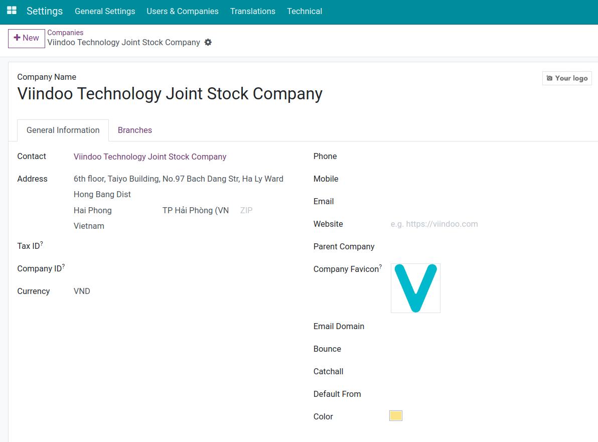 Setting up the Enterprise's information in Viindo