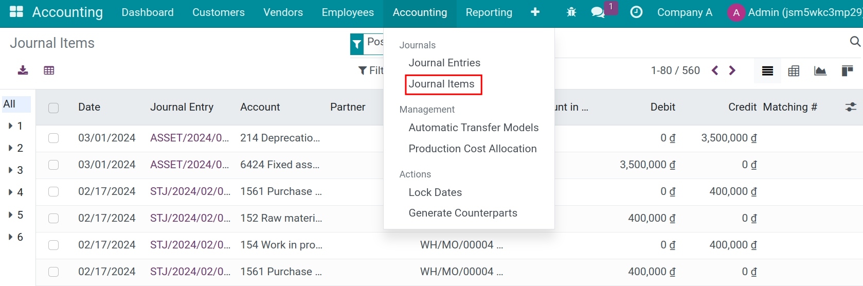 Enter Journal Items - Viindoo Accounting