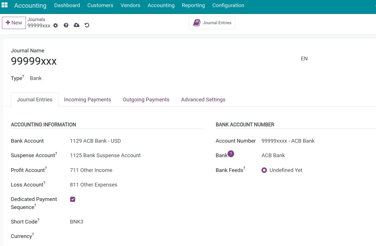 Auto-created journal when adding an account number