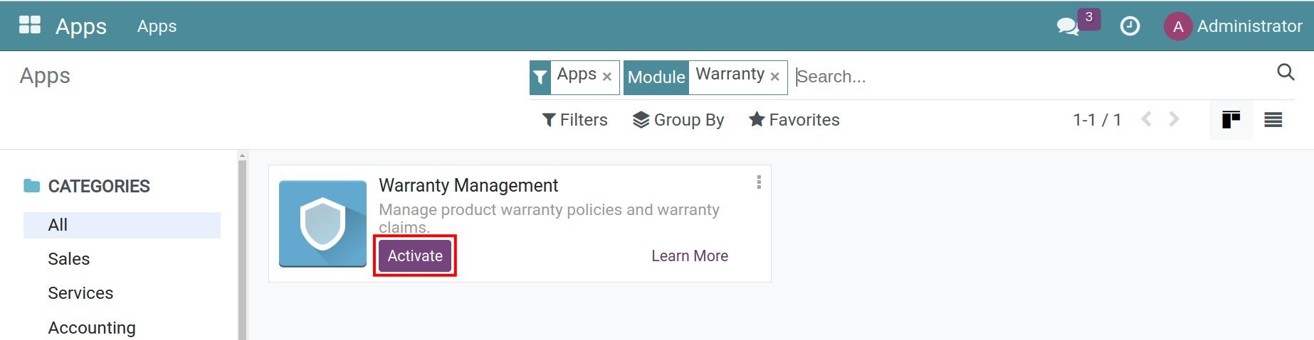 Install the Viindoo Warranty app
