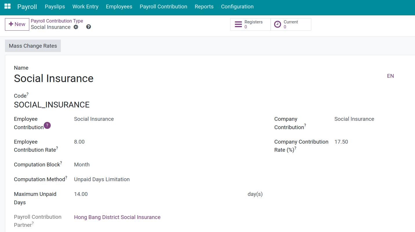 The records of insurances payroll contribution