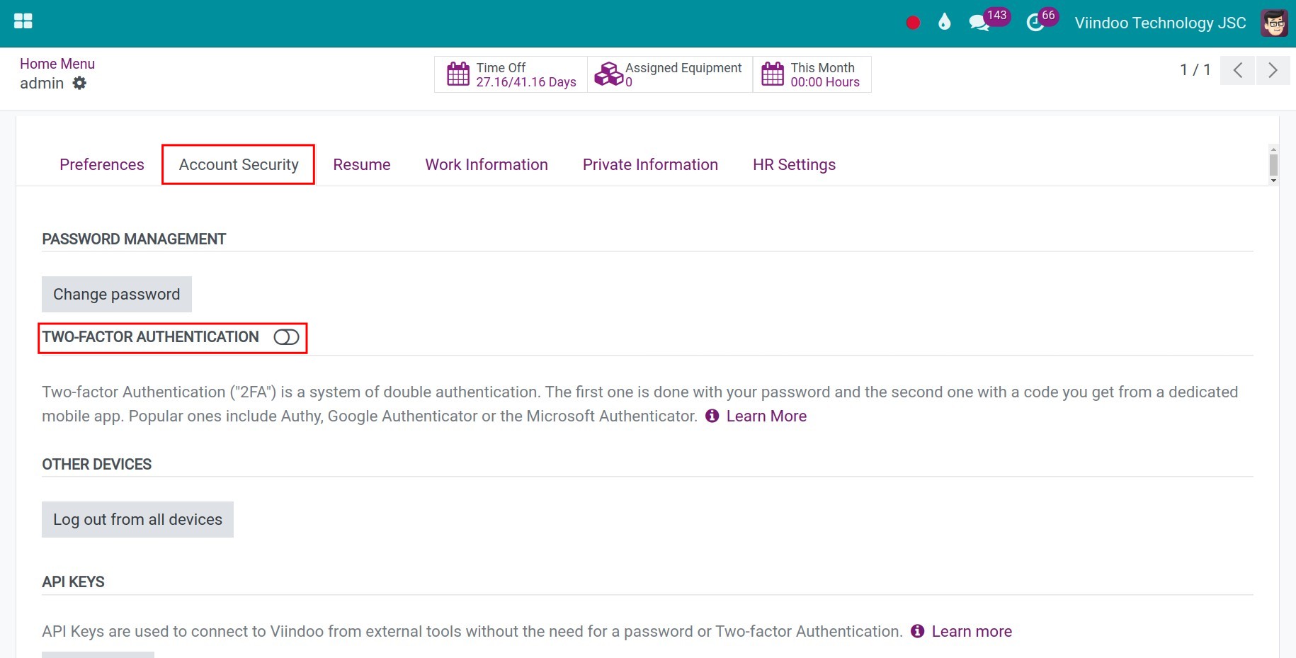 Enable two-factor authentication
