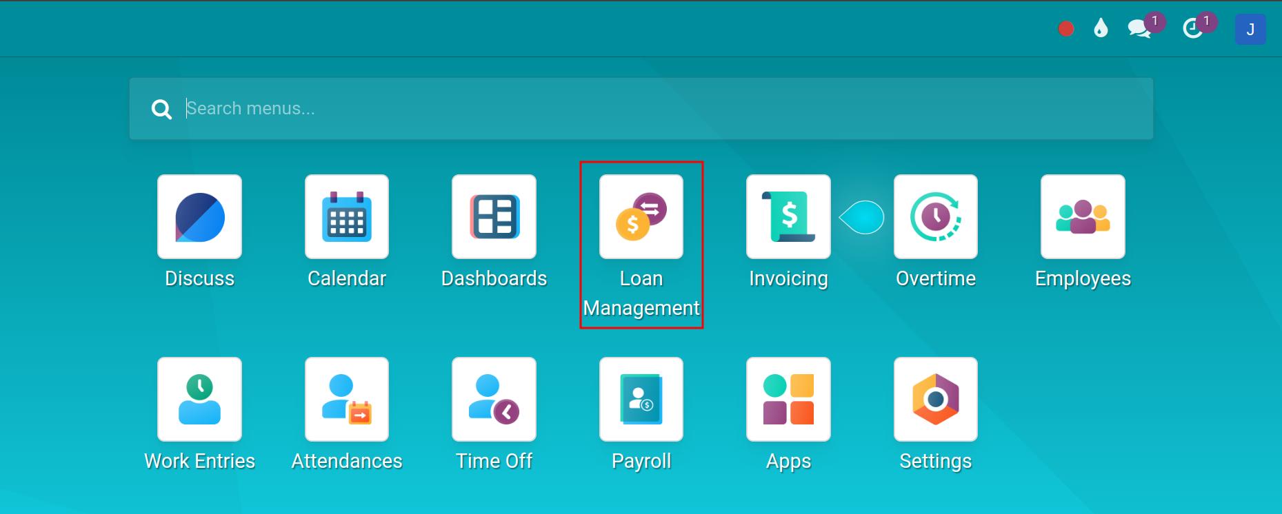 Loan Management app is available to use App dashboard