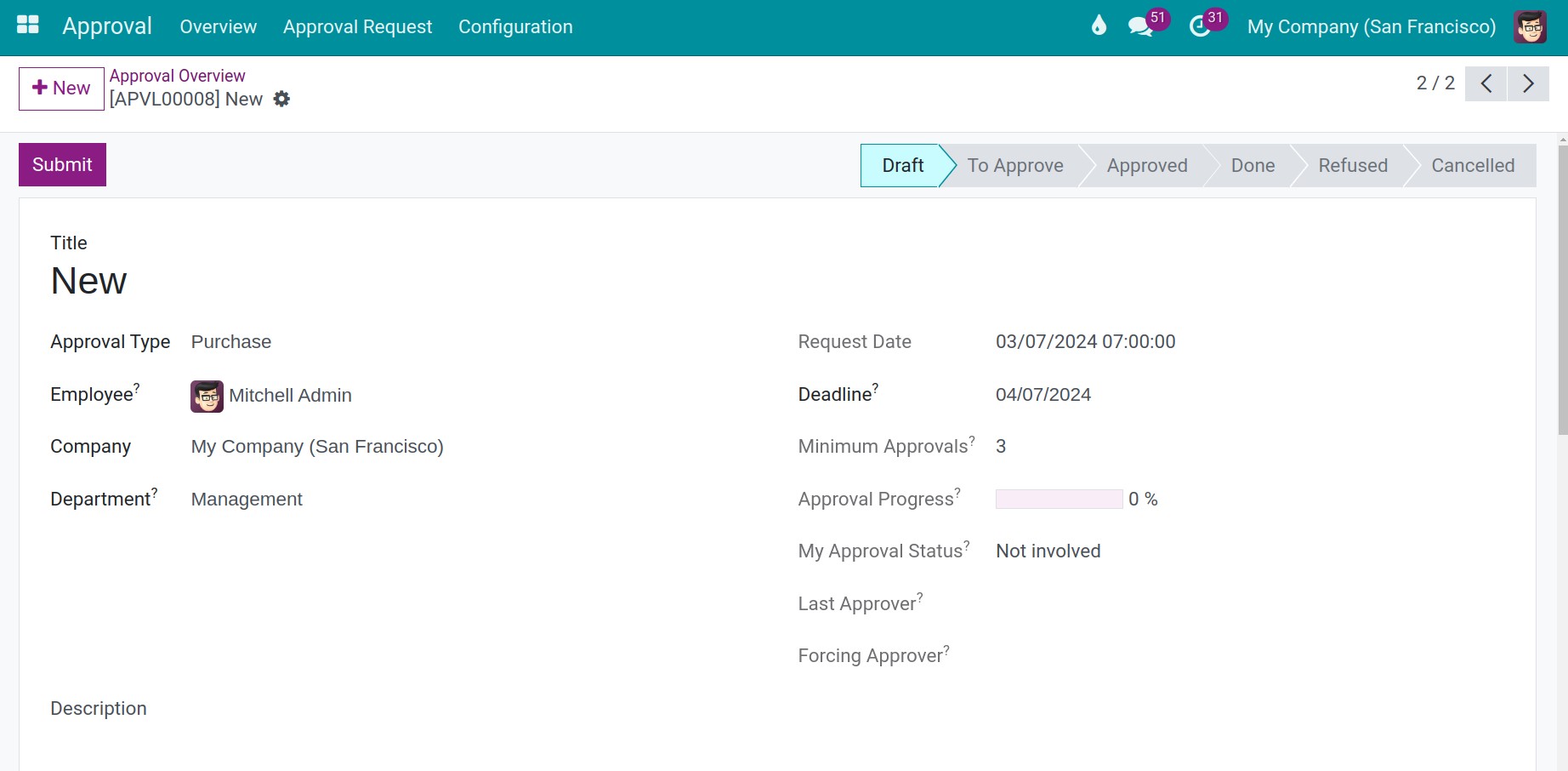 Approval request’s information - Viindoo.