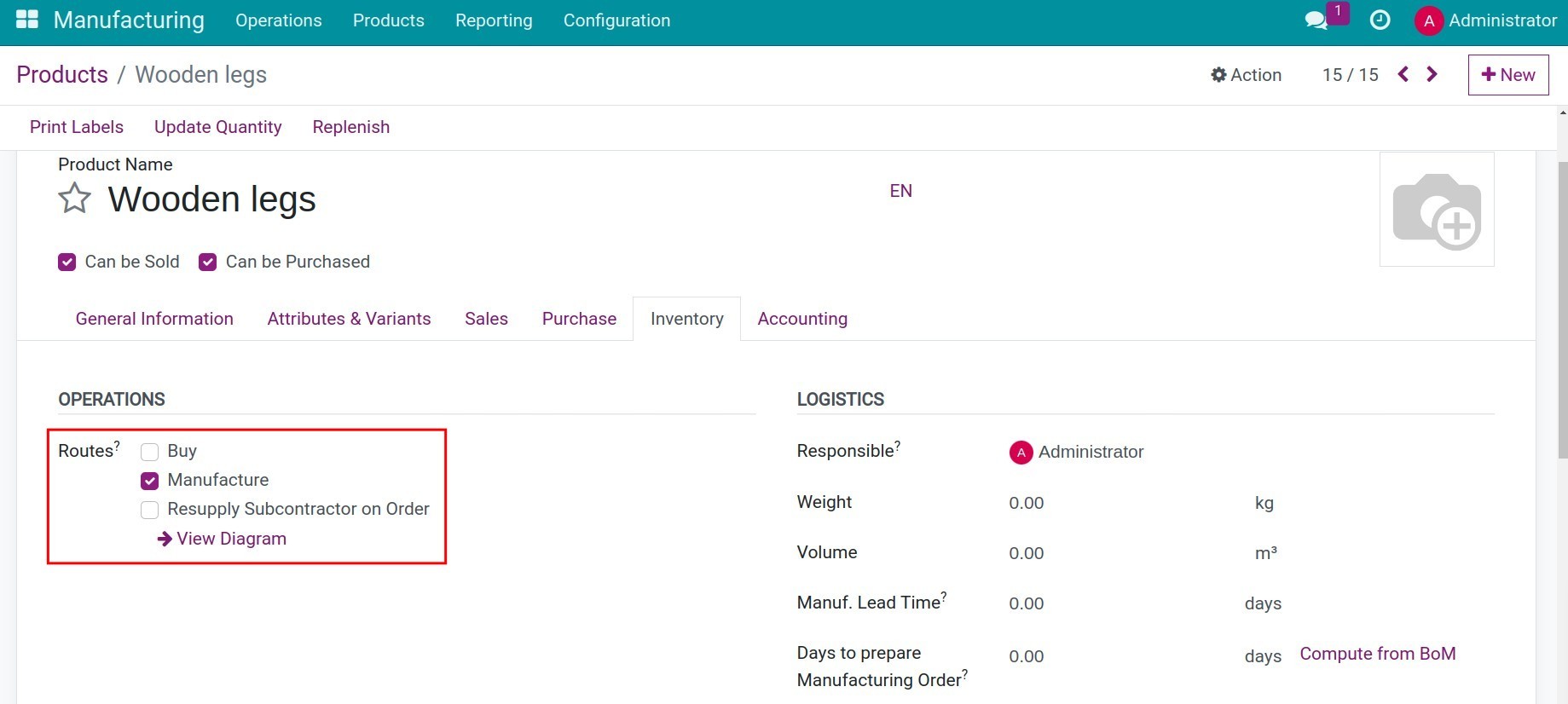Configure inventory for Semi-finished product