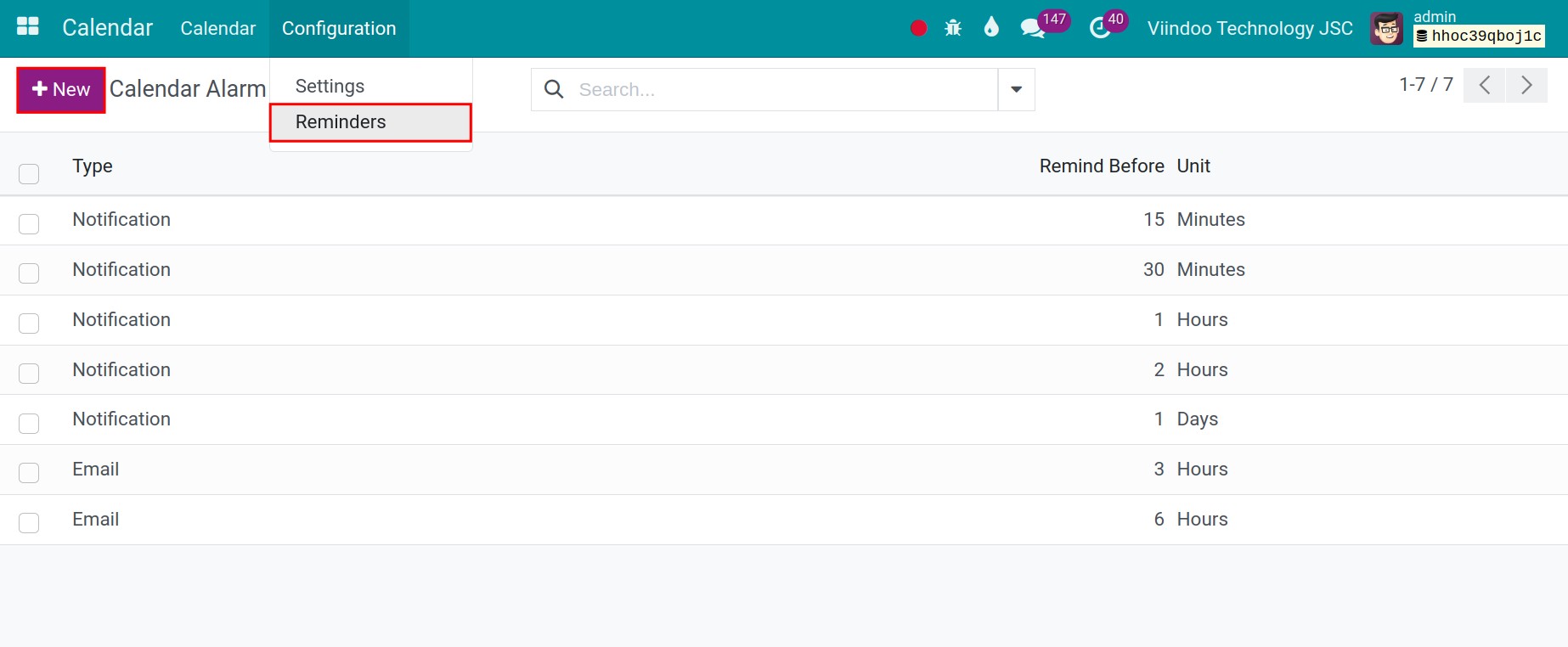 Configure reminders