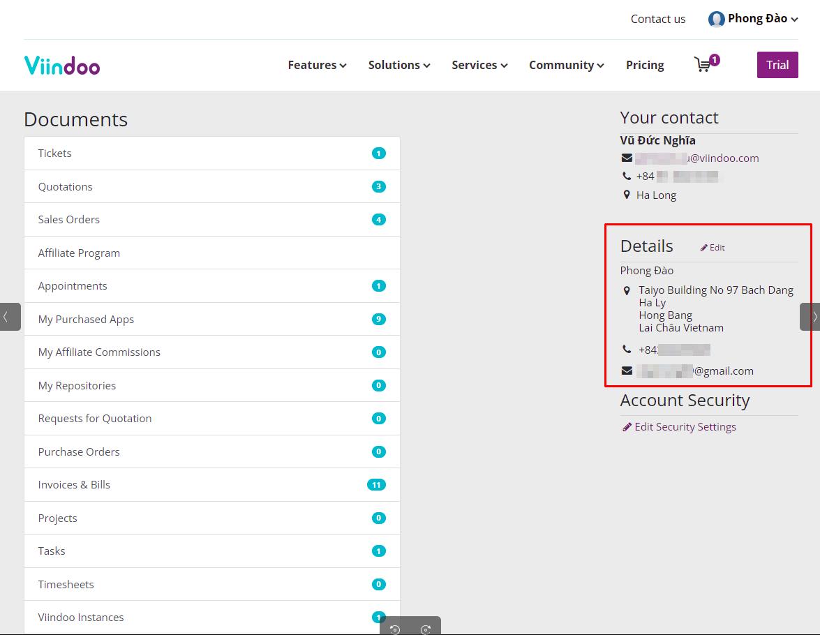 detail of your information