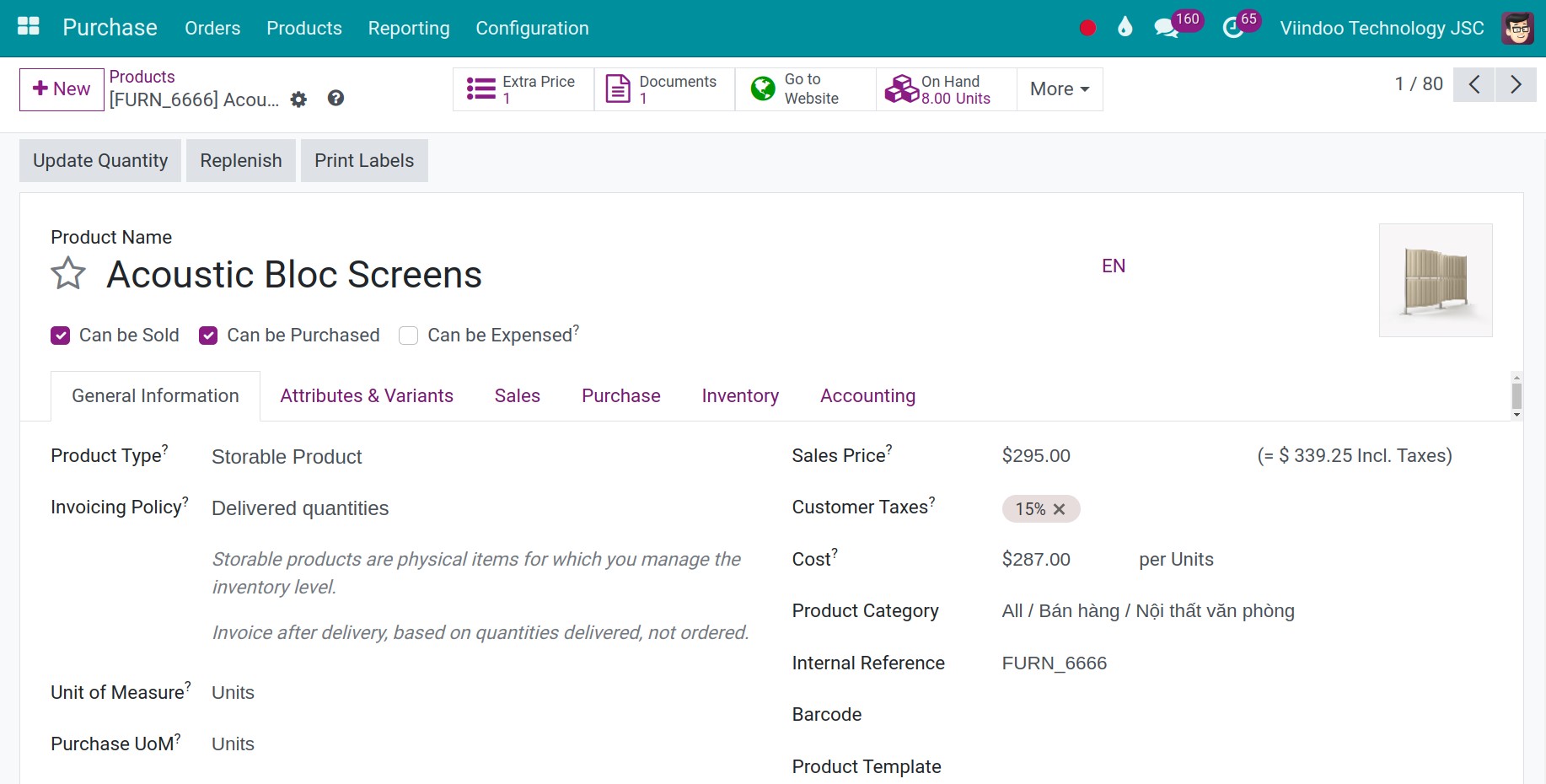 Edit product information - Viindoo