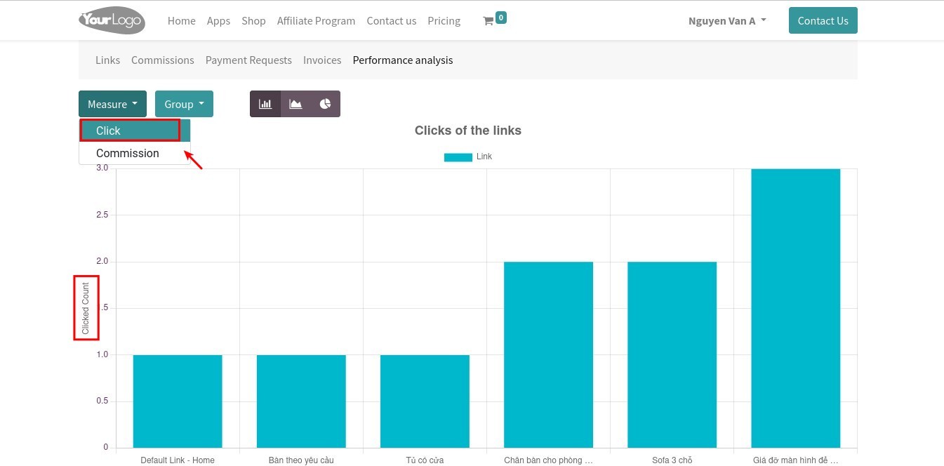 Select measurement criteria click