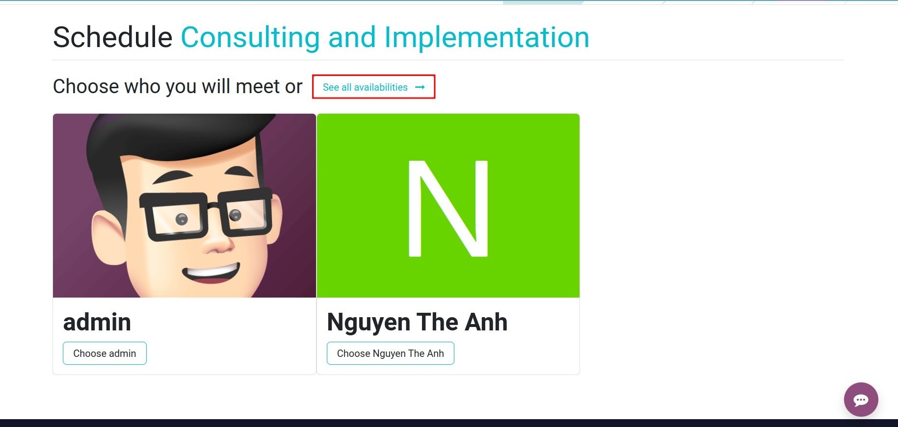 Select a consultant for the meeting
