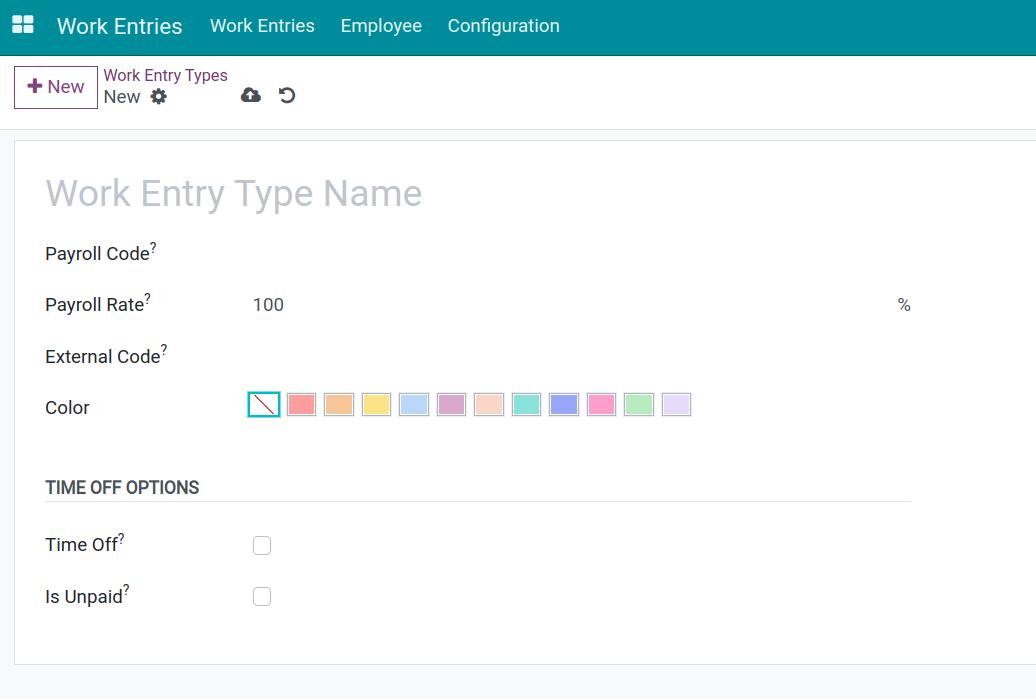 Details of work entry types
