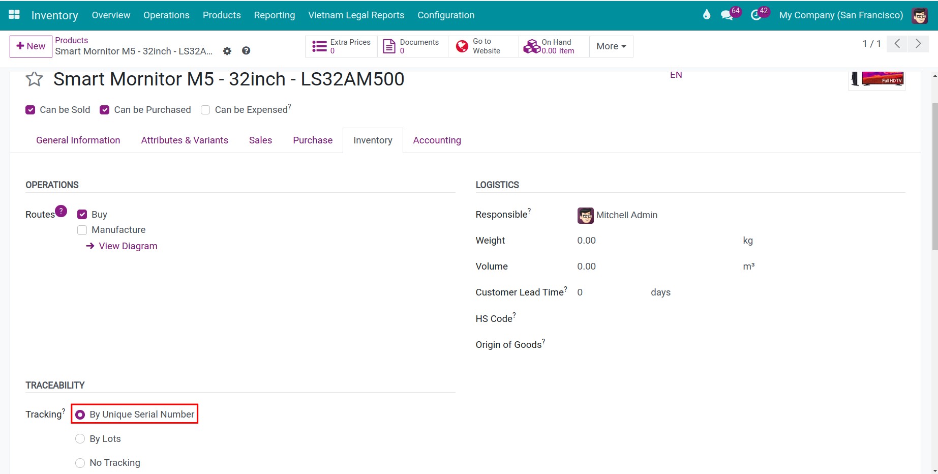 Activate tracking by Unique Serial Number