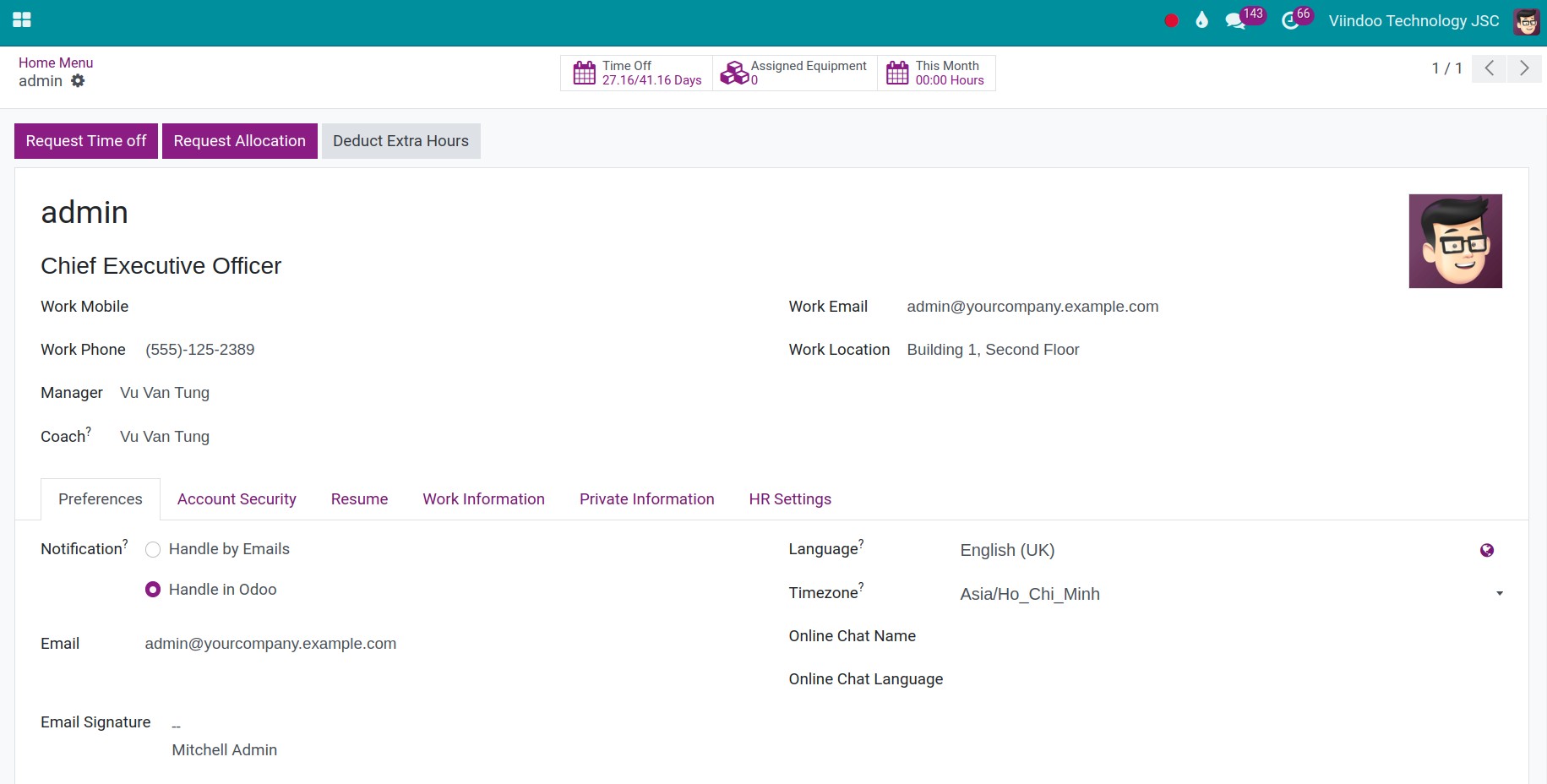 My Profile view in Viindoo