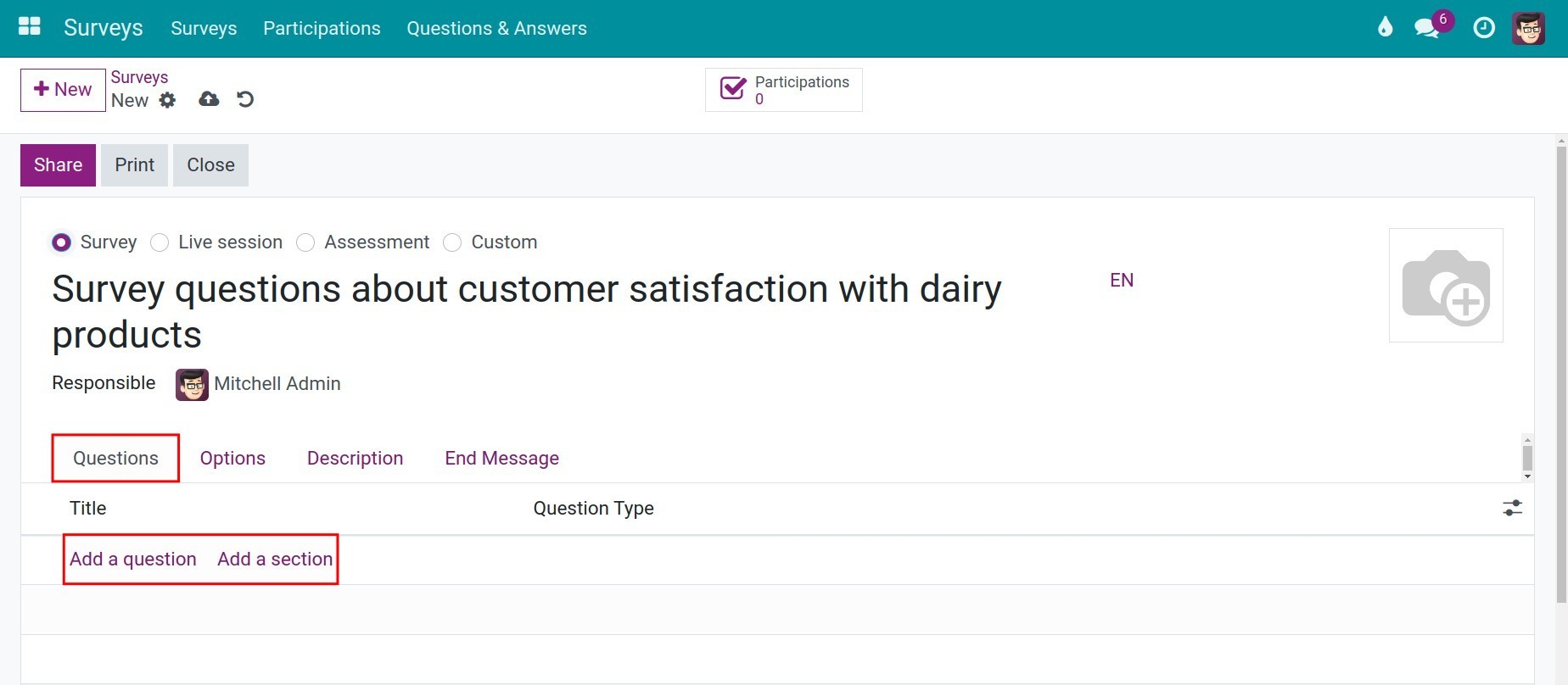 Create surveys view