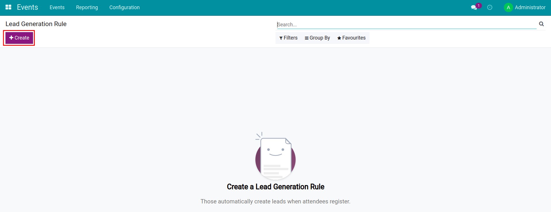 The lead generation rule view