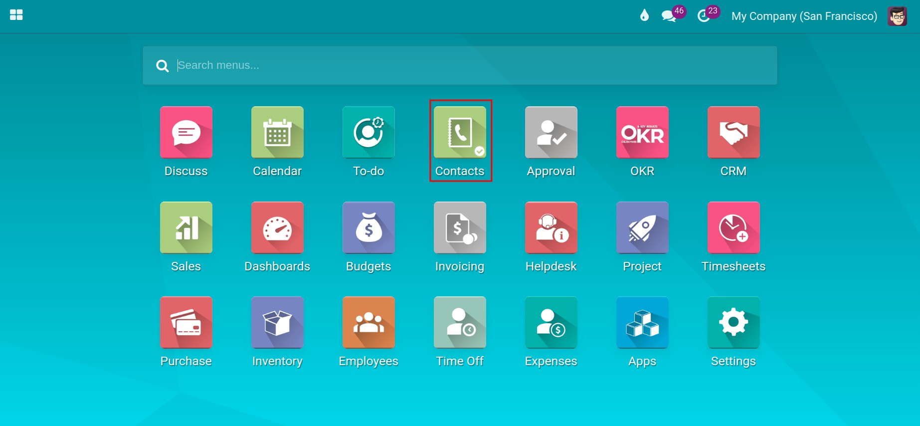 Contacts app is now visible Viindoo