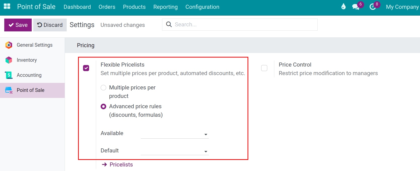 Active Pricelists feature in Viindoo