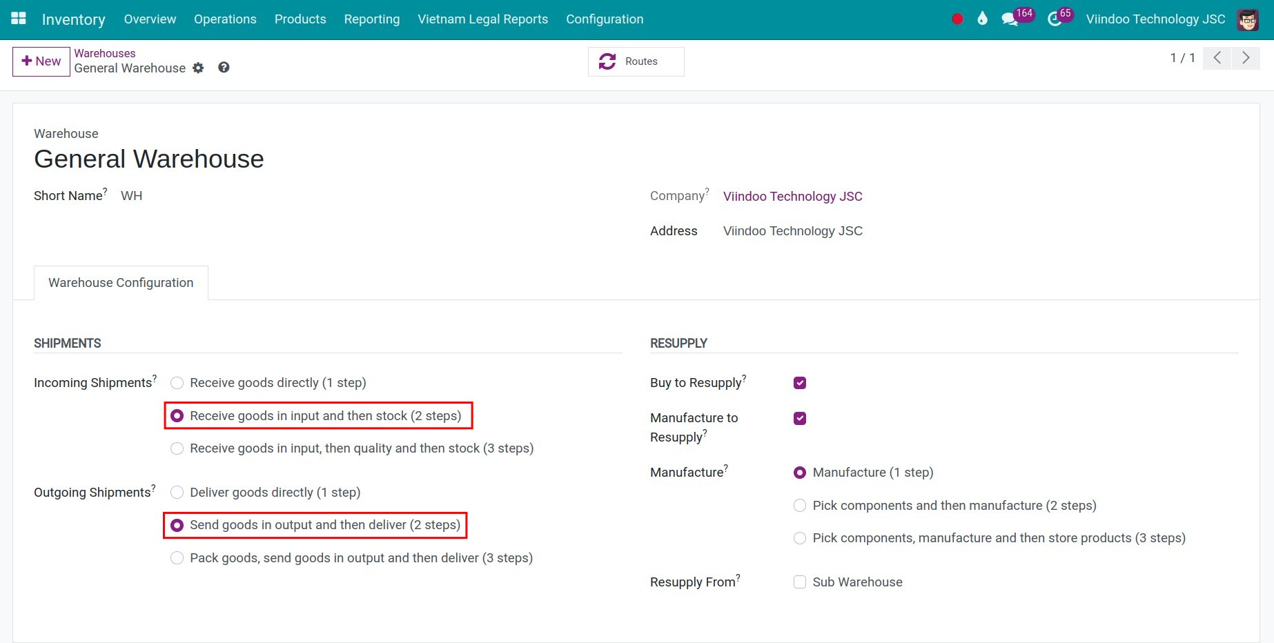 Activate 2-step stock process in Viindoo