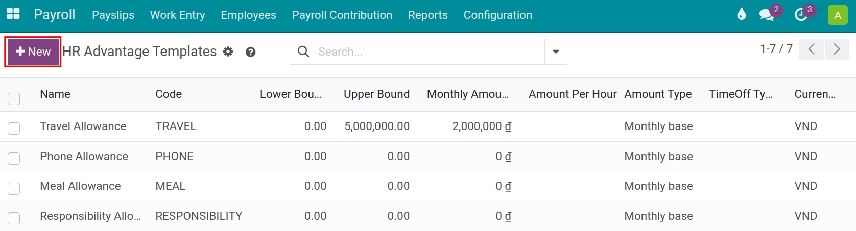 Edit details on an HR advantage template