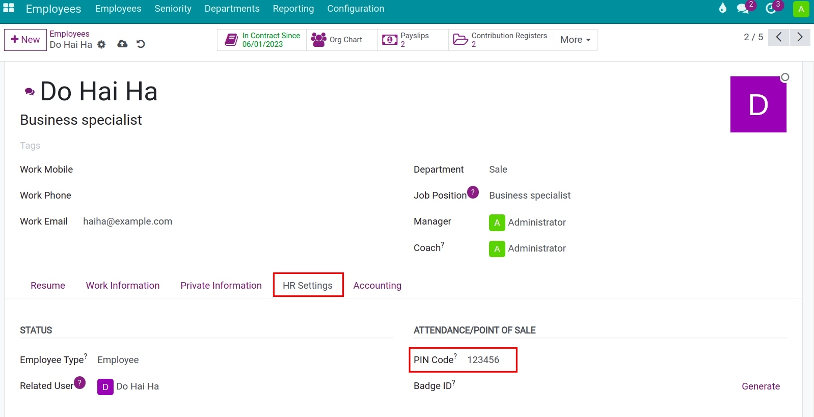 Create a PIN Code