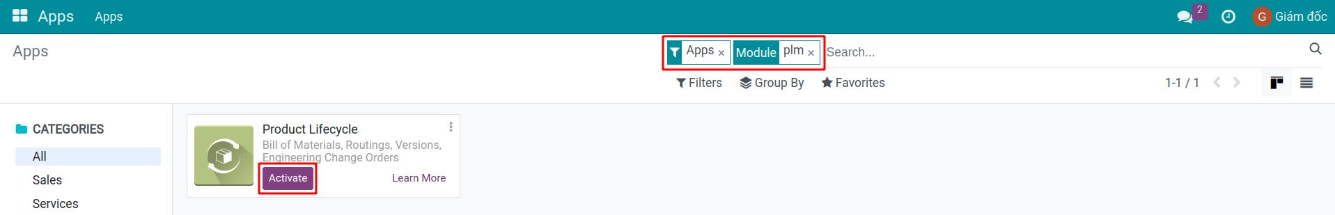 Search the Product Lifecycle app