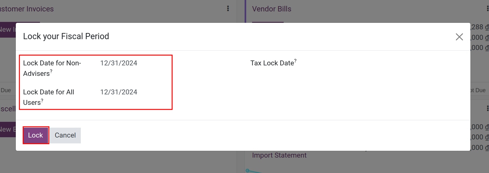 Enter Lock your Fiscal Period