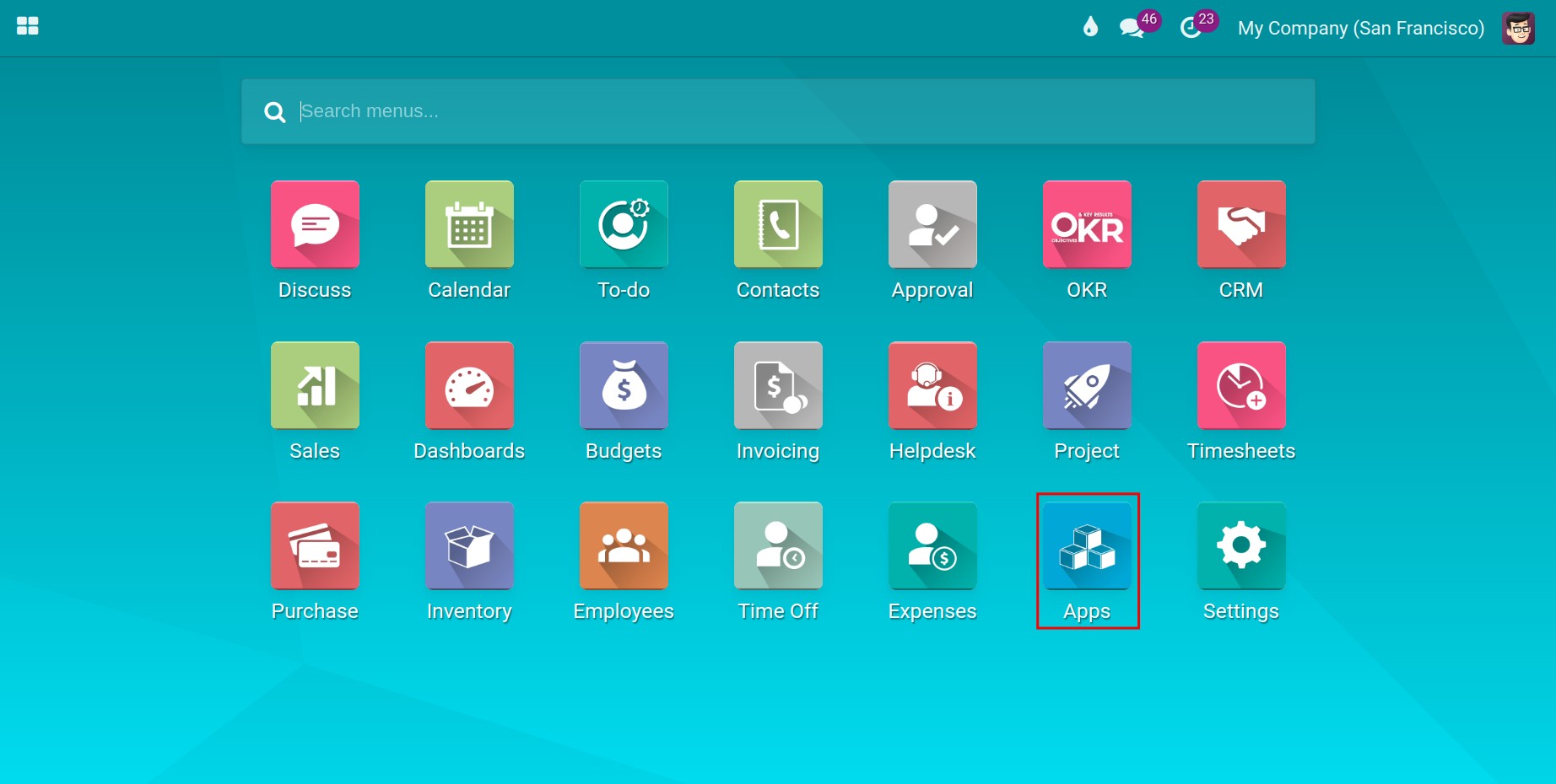 Navigate to Apps module in Viindoo