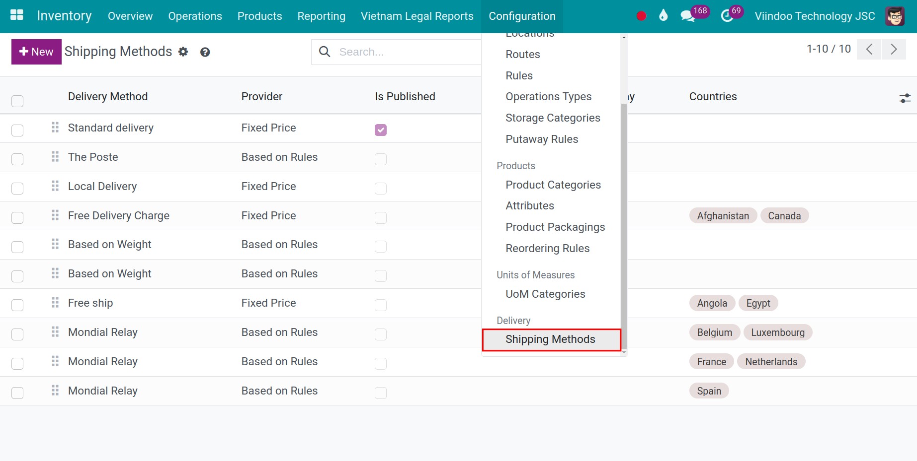 navigate to shipping method