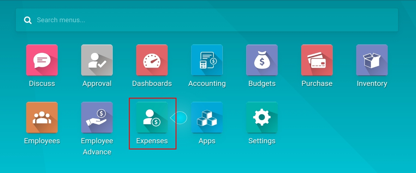 Expenses app in the main menu