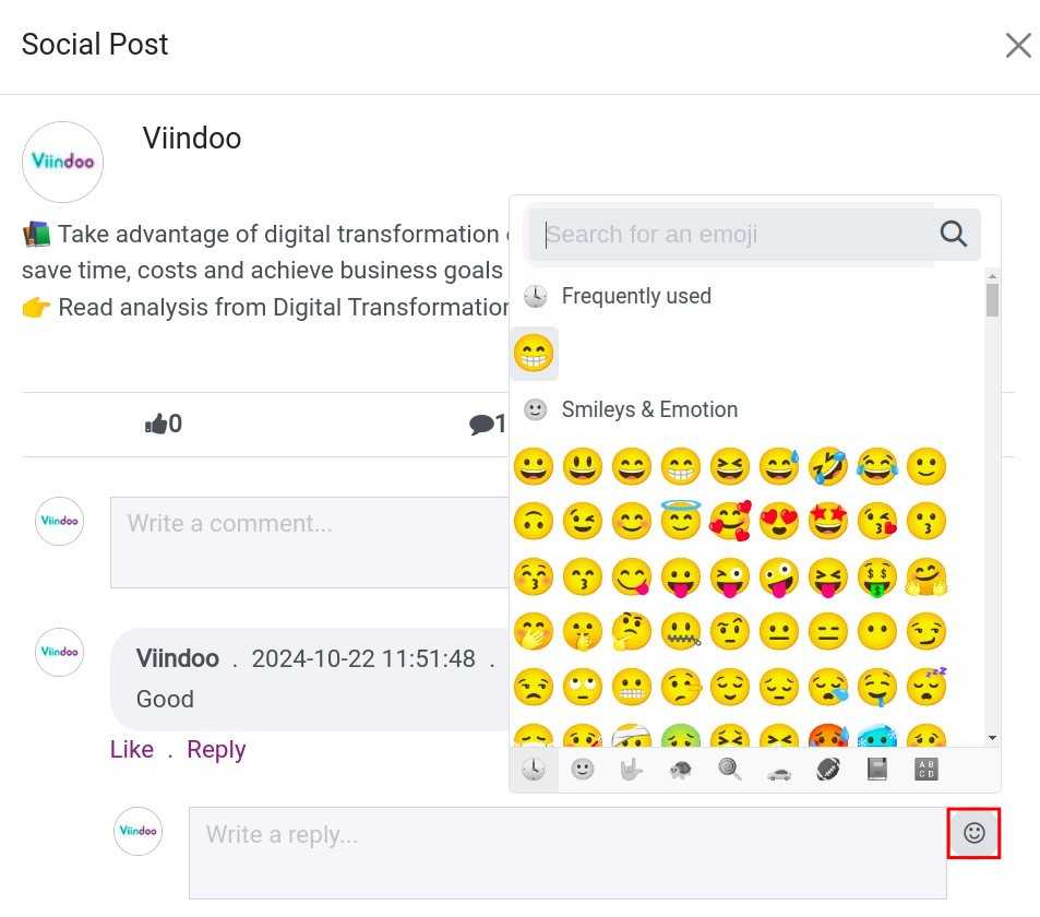 Replying to comments with emojis