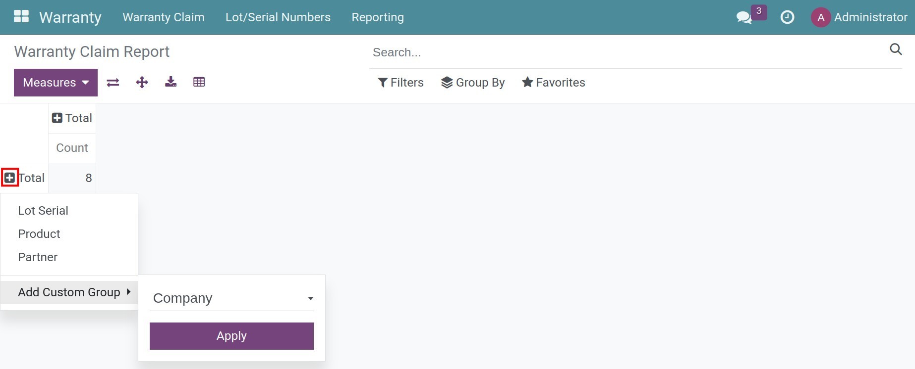 Add criteria to view warranty report in Viindoo