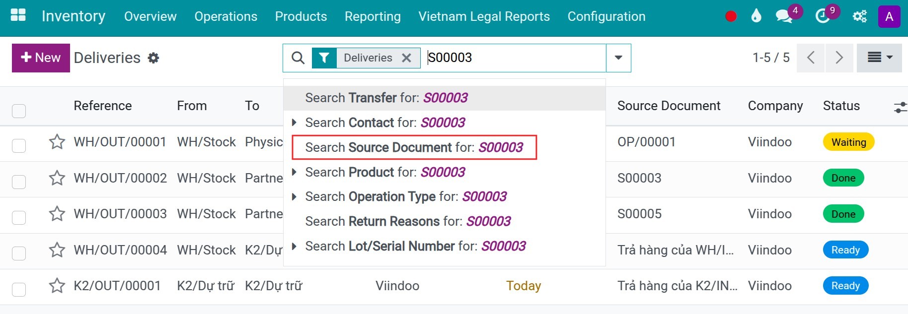 Finding the needed delivery notes