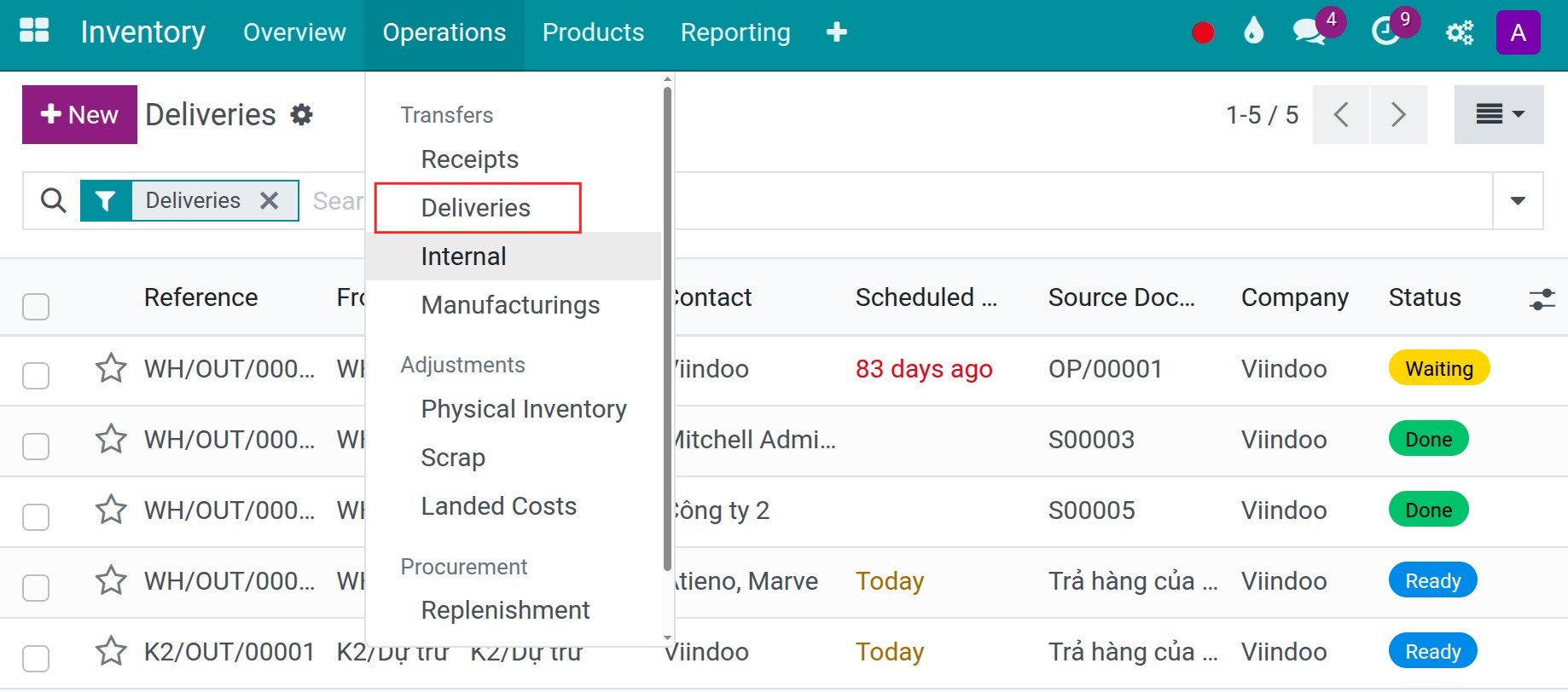 Finding the needed delivery notes