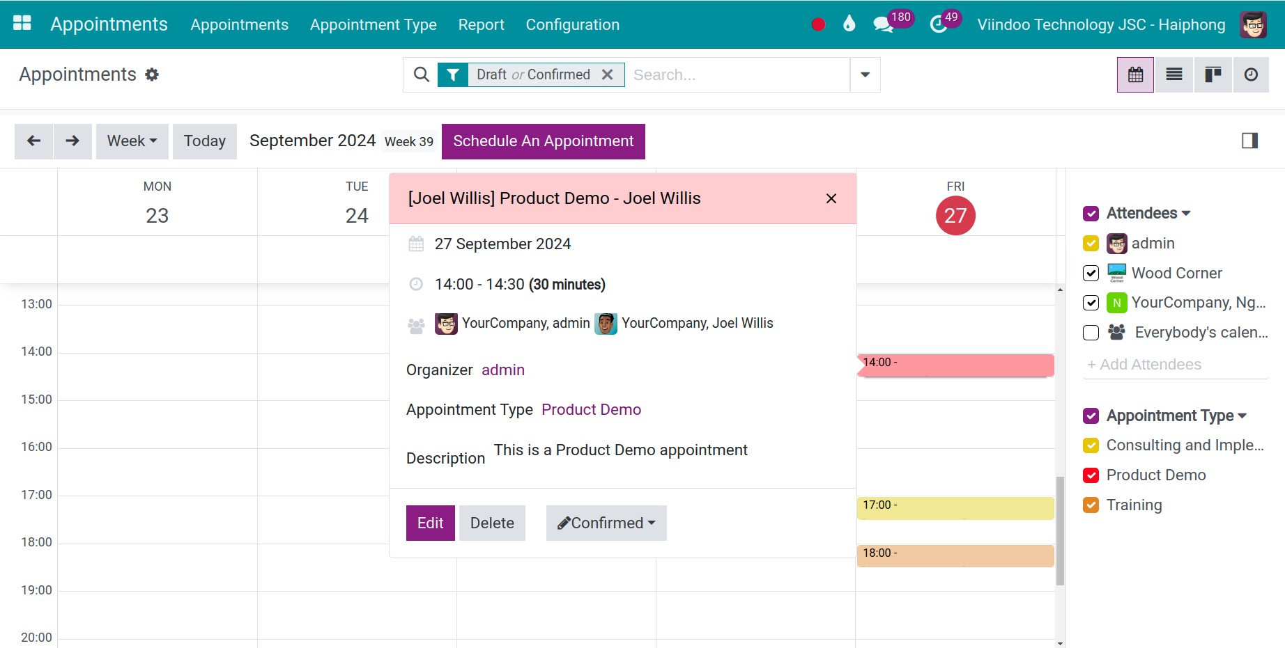 Appointments main interface
