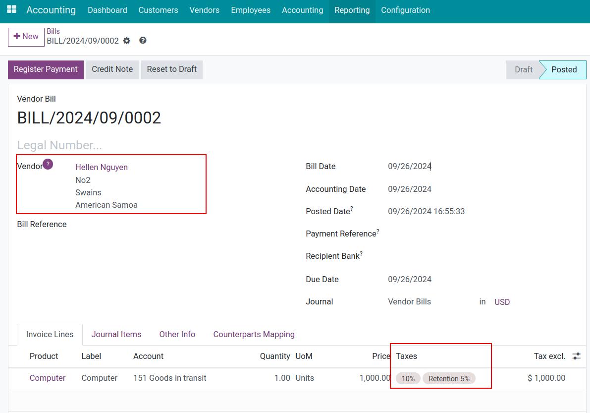 Record retention taxes on an invoice