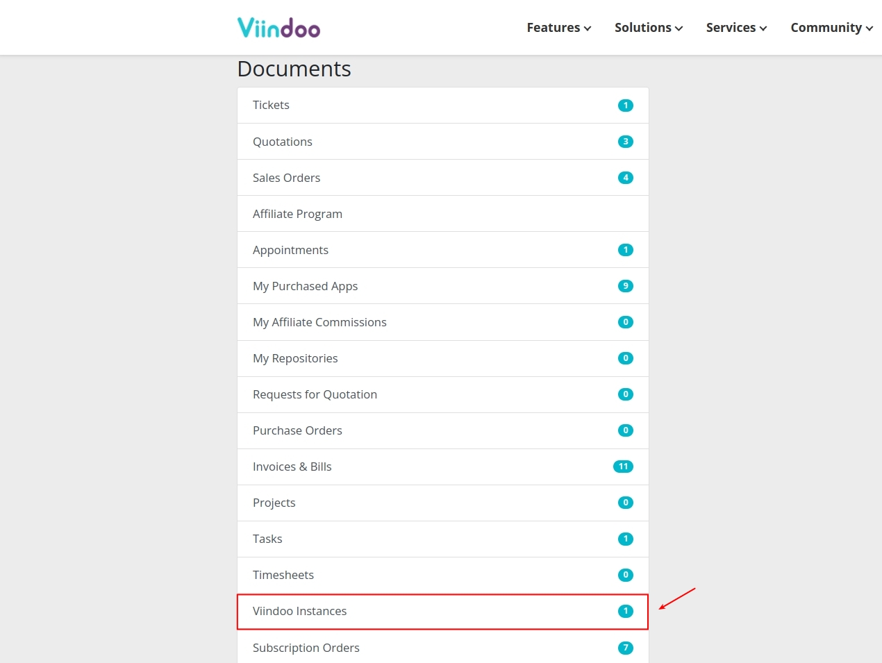 go to the Viindoo instances