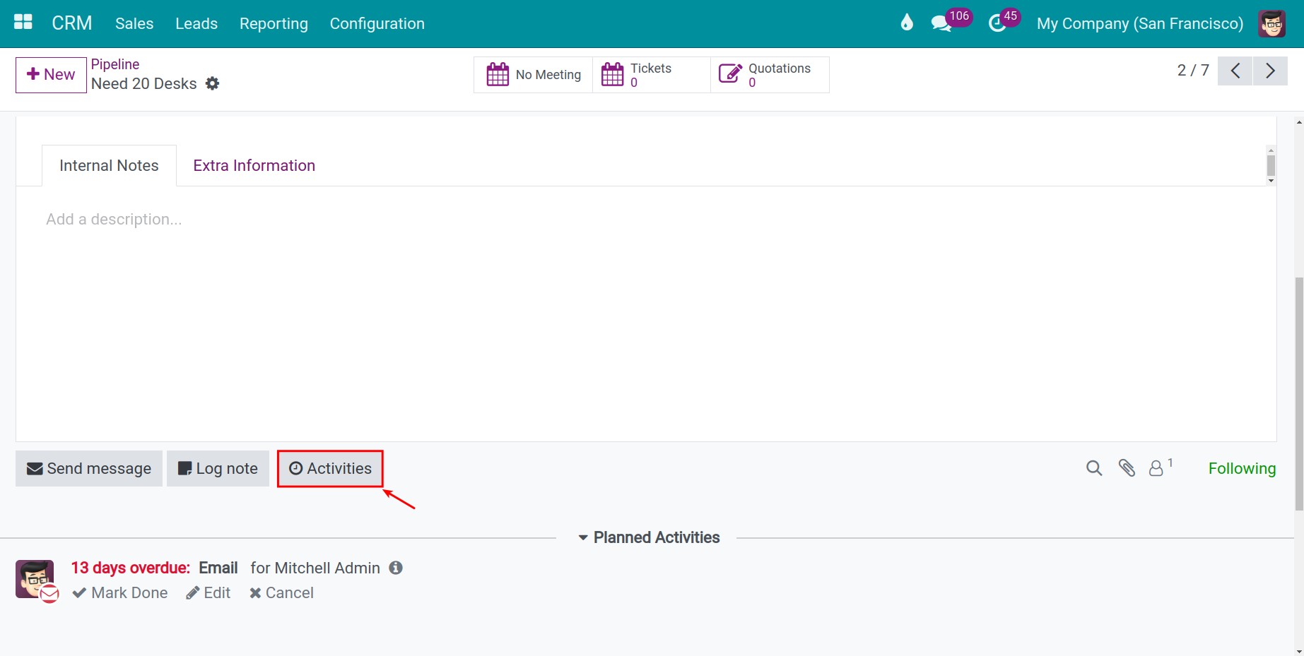 Schedule Activity crm Viindoo