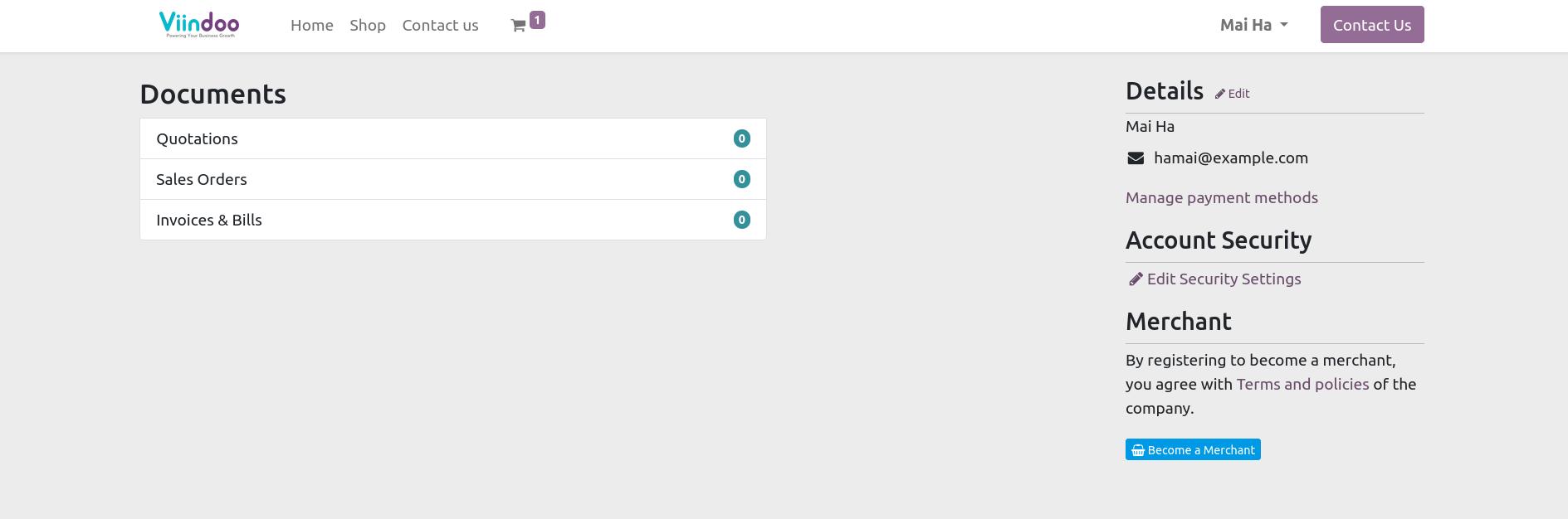 Form my account in Viindoo