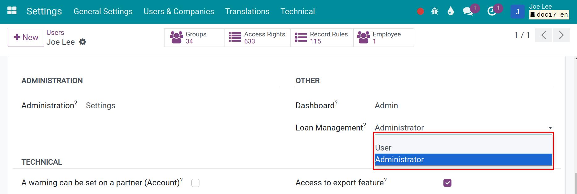 Loan Management access rights