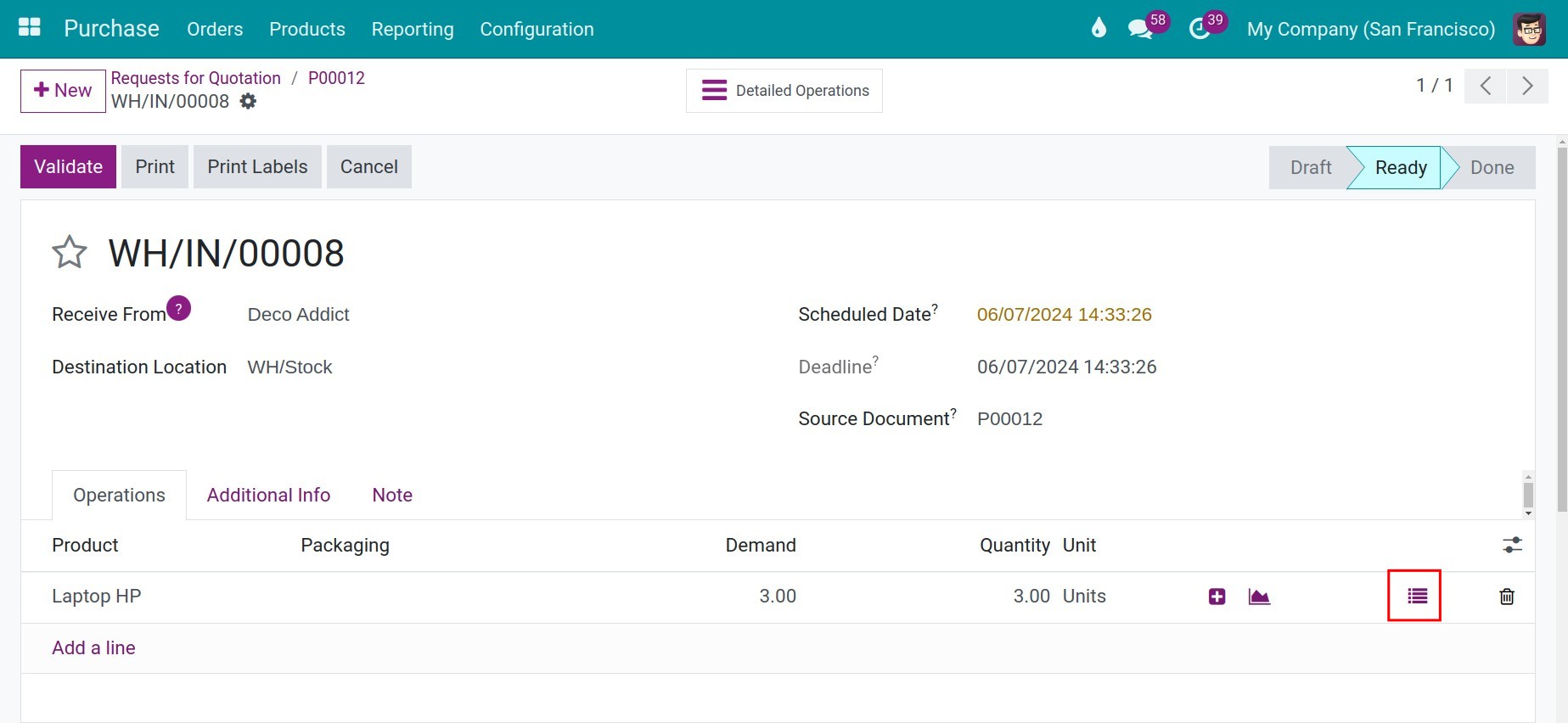 Receive the products in Viindoo