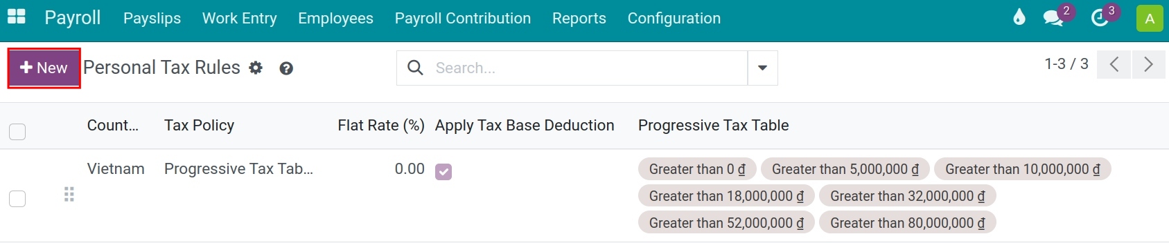 Create a new personal tax rule - Viindoo
