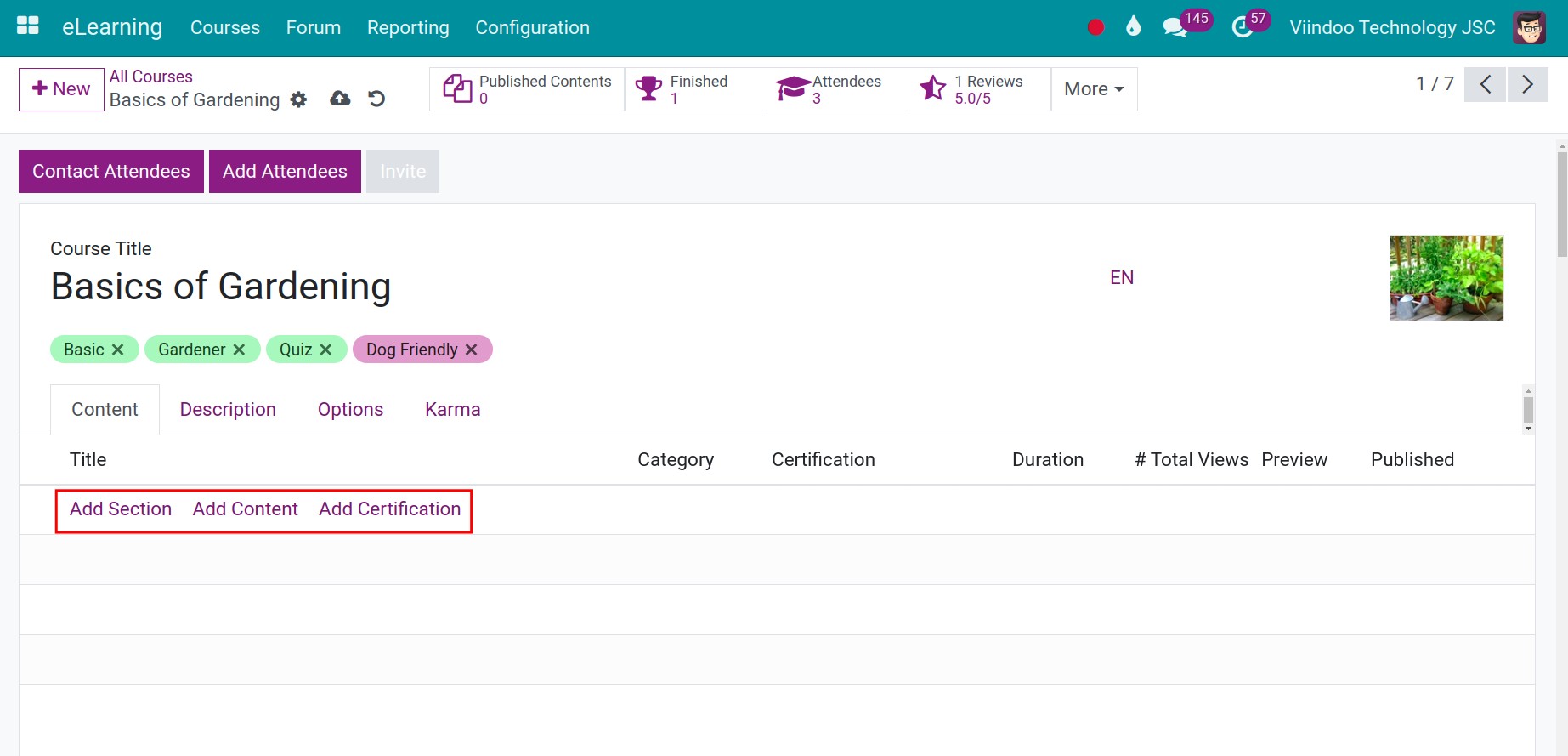 Add content for the e-Learning course
