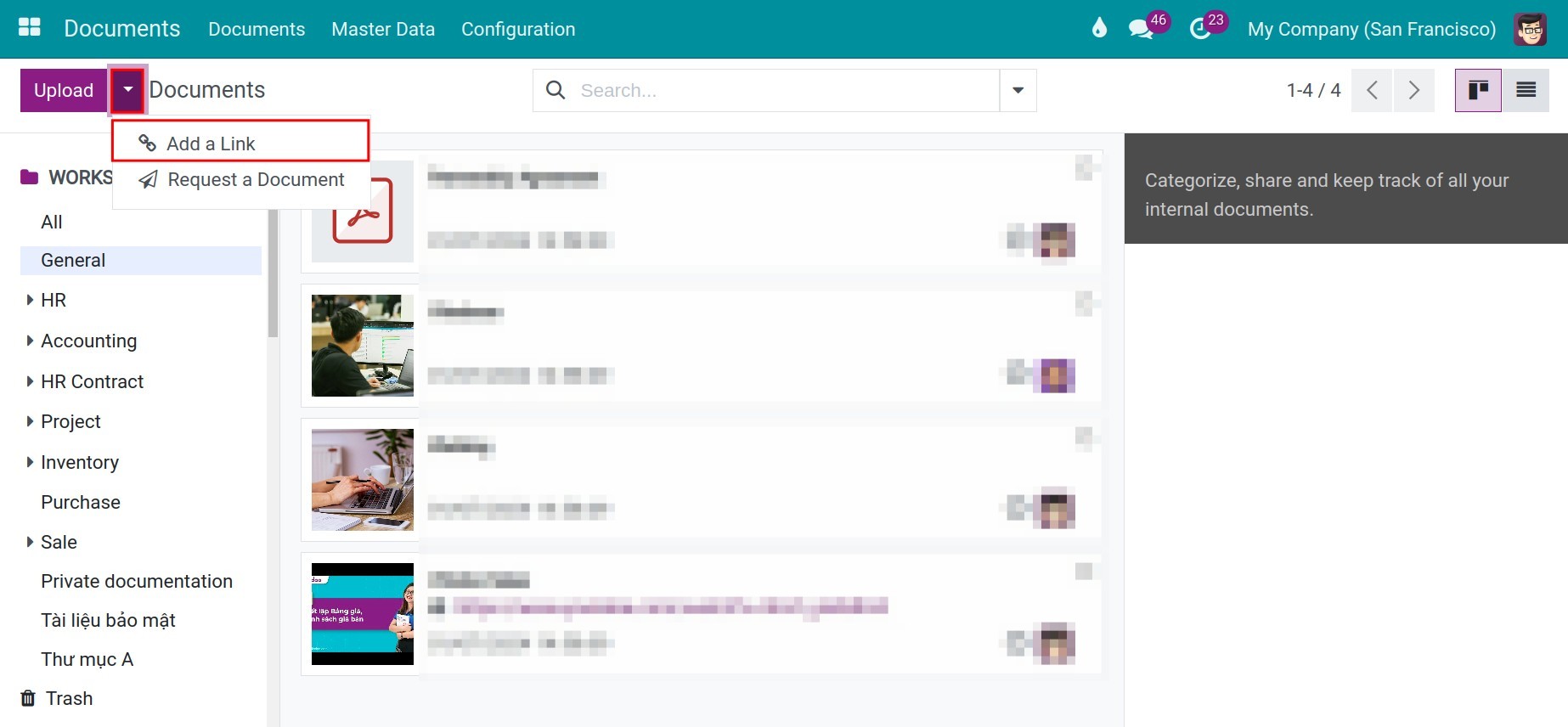 Add documents as a link format