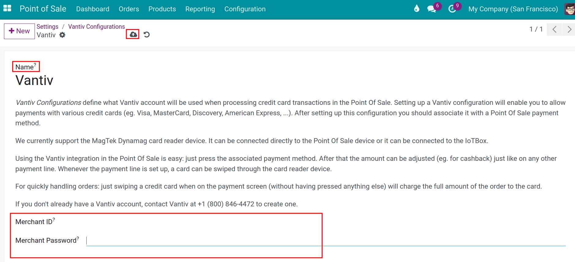 Set up the vantiv credentials