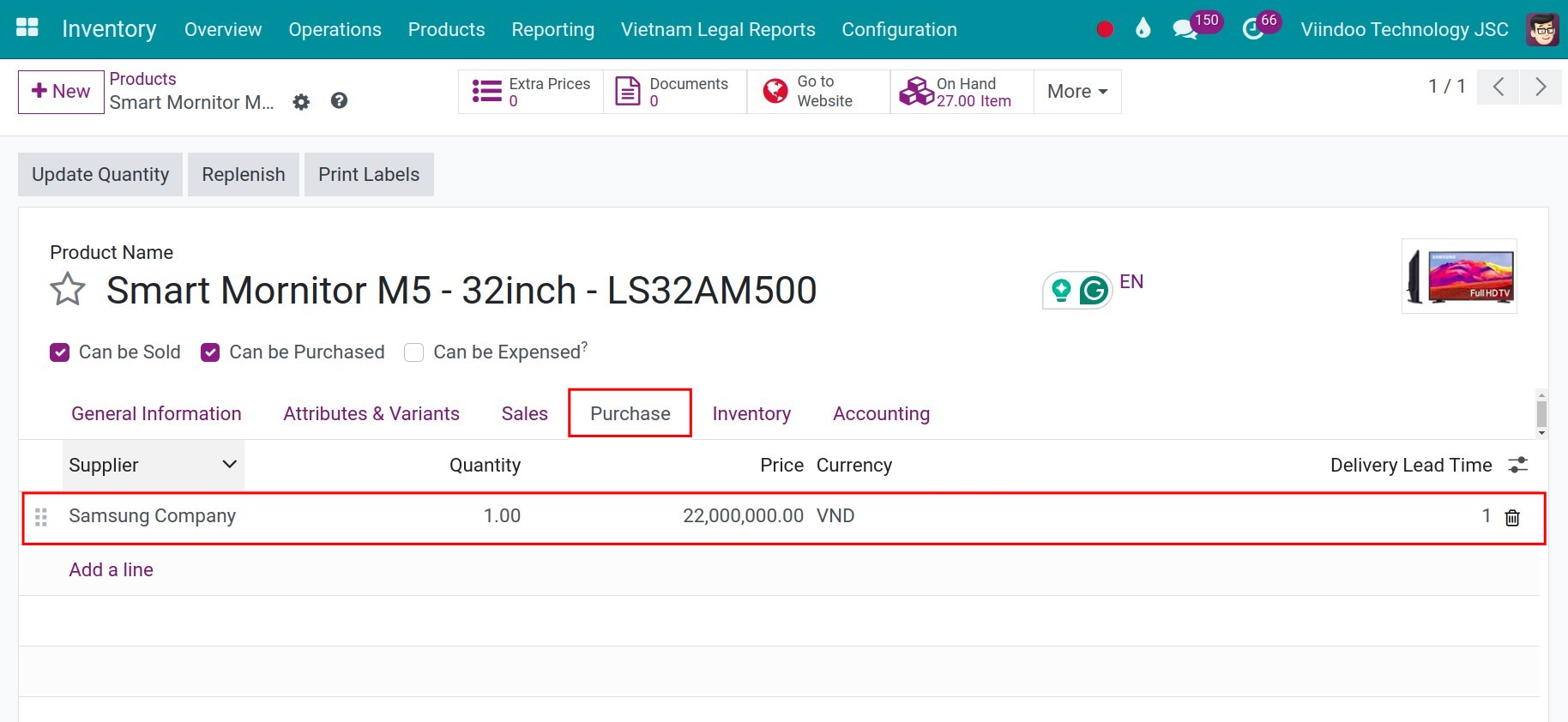 Create price in Viindoo