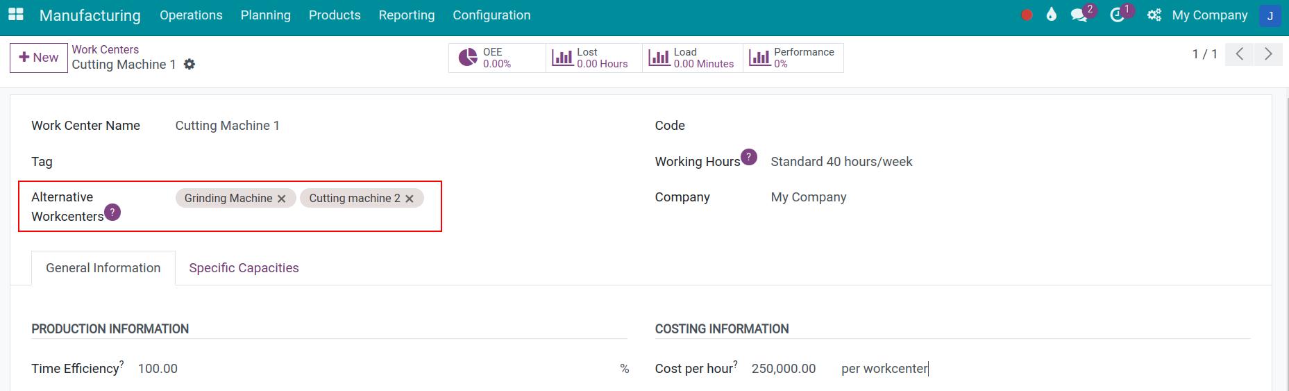 Configure Alternative Work Centers