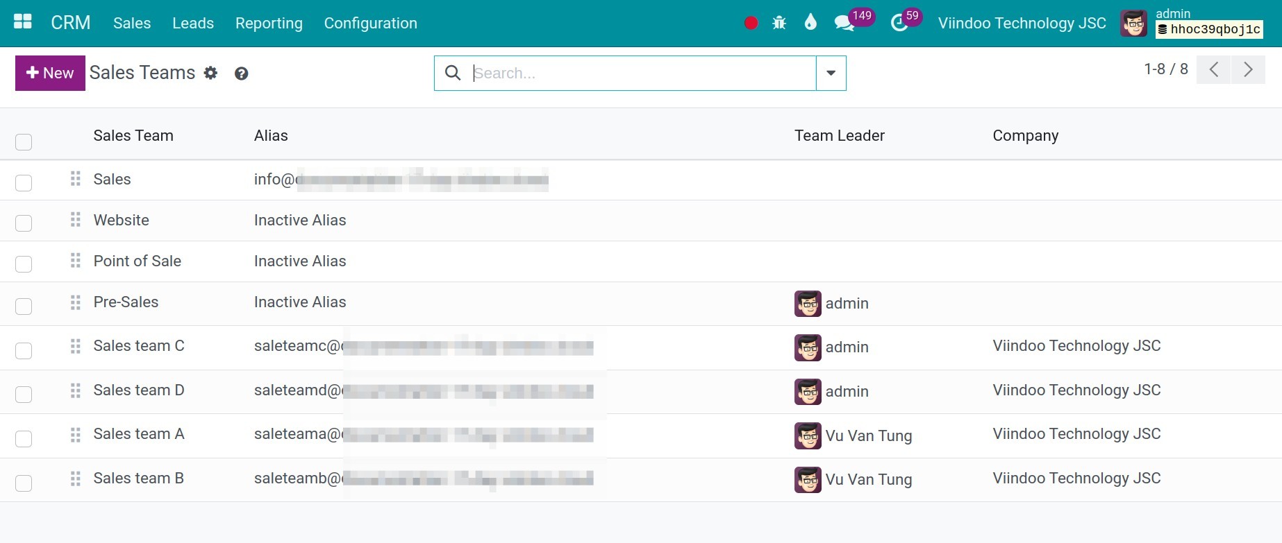 Configure leads generation from emails of Sales Teams on CRM software - Viindoo